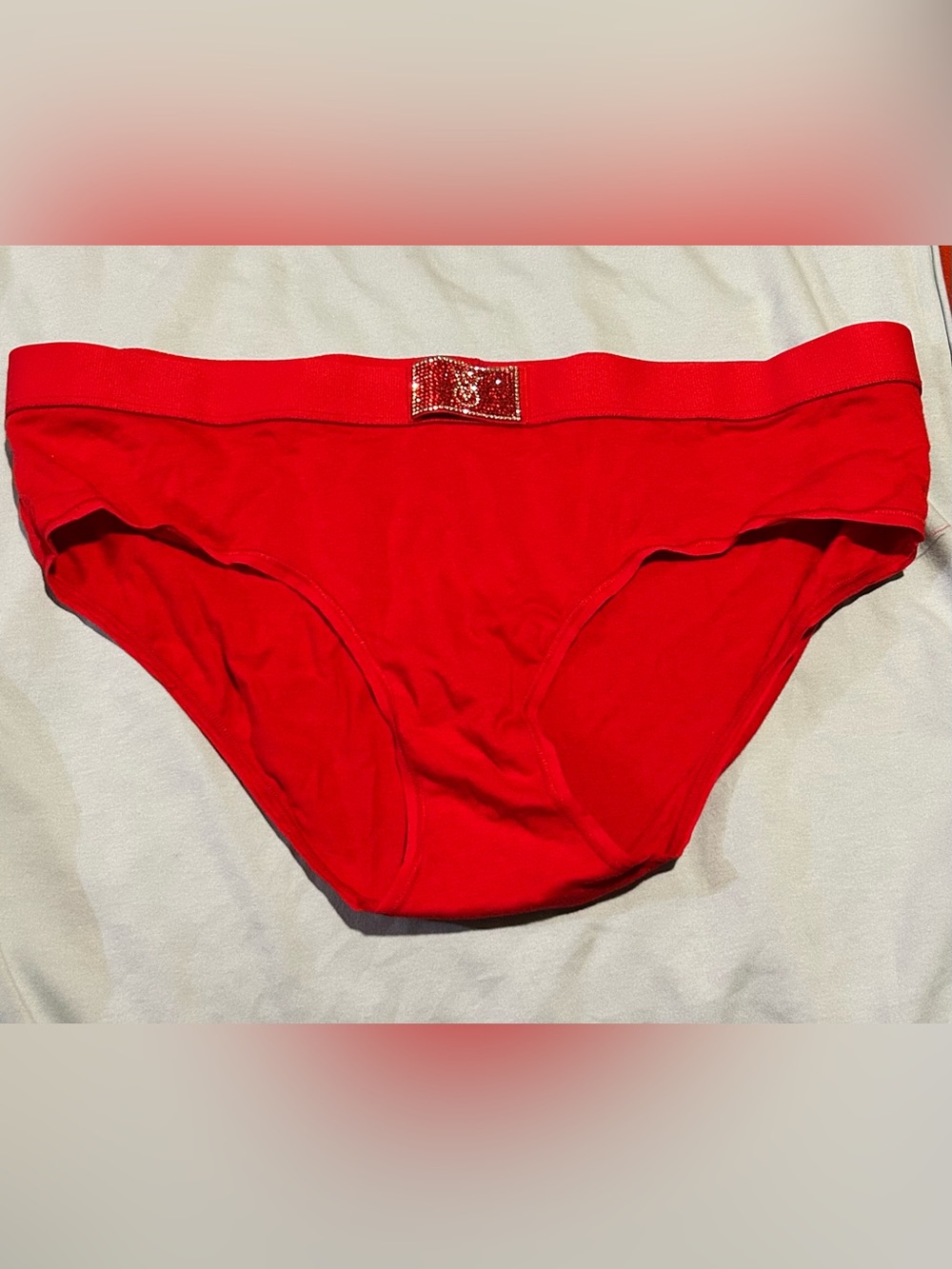 VICTORIA'S SECRET Hiphugger Hipster Panty SZ XL.Red Bling. NWT